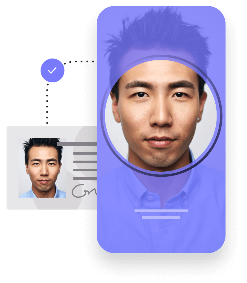 Graphic illustrating facial recognition software, FaceMatch